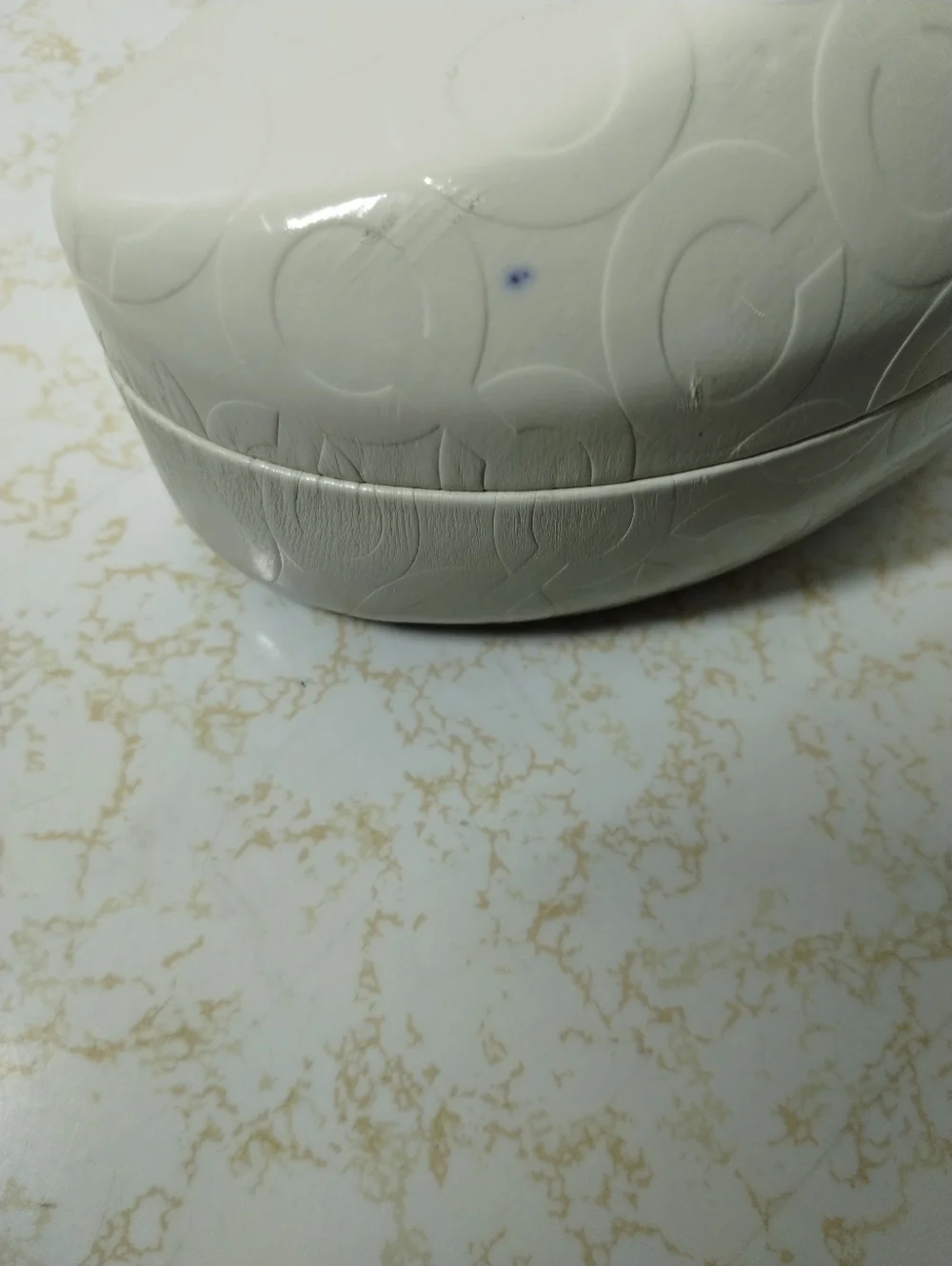 Coach White Embossed Signature Sunglass Case
